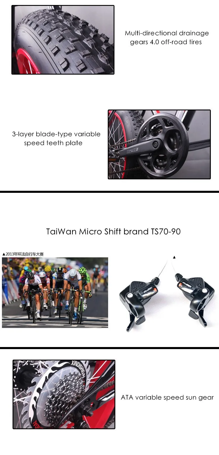 Flash Deal Original X-Front Brand Snowmobile 24,27 Speeds 26" Fat Tire MTB Mountain Bike Off-road gear reduction Beach Bike bicicleta 6 Flash Deal Original X-Front Brand Snowmobile 24,27 Speeds 26" Fat Tire MTB Mountain Bike Off-road gear reduction Beach Bike bicicleta 6