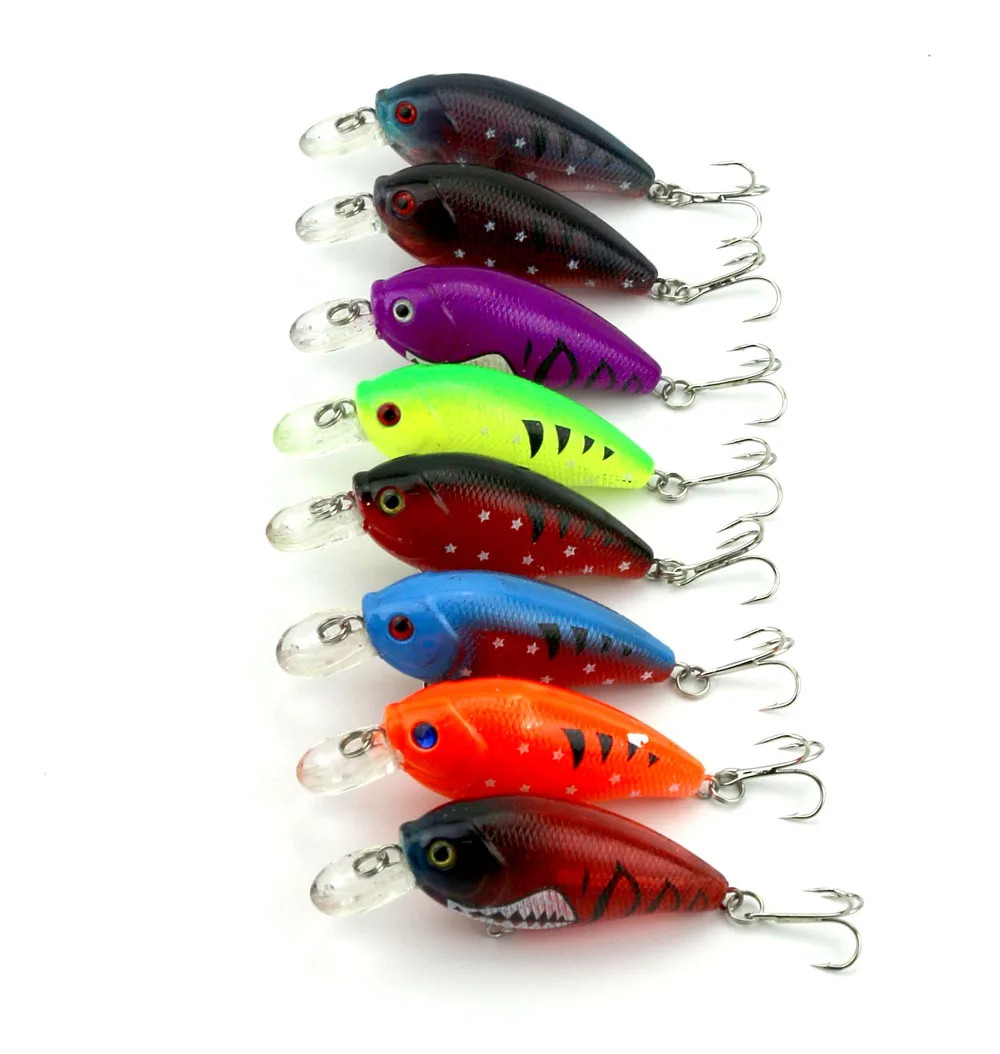 

HENGJIA 8PCS/lot Hard Plastic Crankbait Fishing Lure 7cm 9.8g 6#Hook Swimbait Wobblers Floating Fishing Tackle