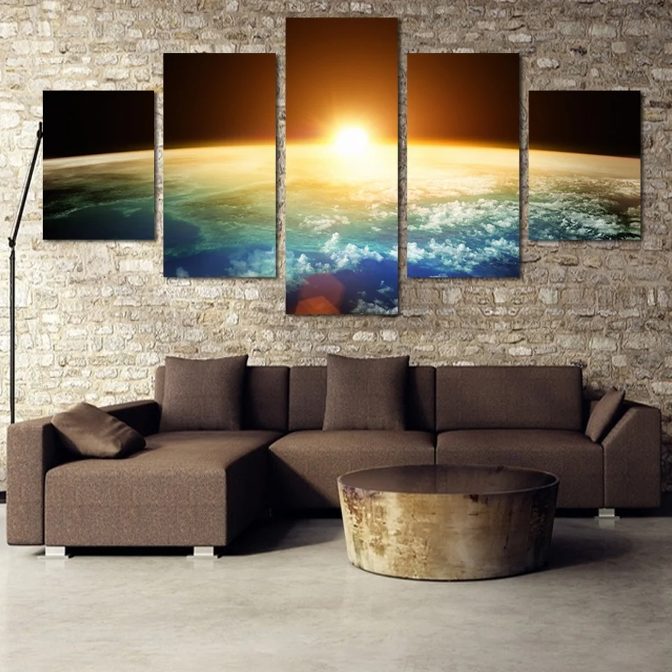 

5 Piece Canvas Painting Earth Universe Space Planet Pictures Modular picture painting home decor print Unframed wall art