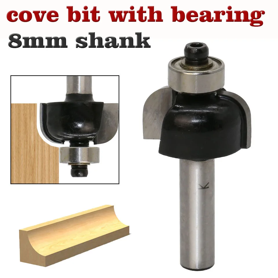 1pcs/set High Quality Cove Bit With Bearing8mm shank Dovetail Router