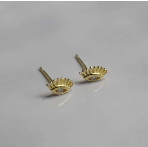 Серьги из стерлингового серебра 925 пробы, стильные серьги-гвоздики с цирконием, женские серебряные ювелирные изделия для ушей - Metal Color: 1 pair gold style 1