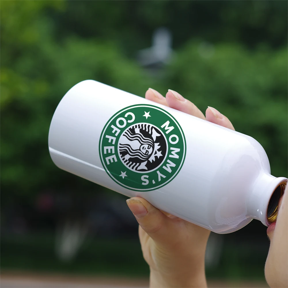 Funny Creative Name Customize Coffee Bottle 600ml Aluminum Travel Bottle Water Outdoor Sport Biking Cool Bottle with Carabiner