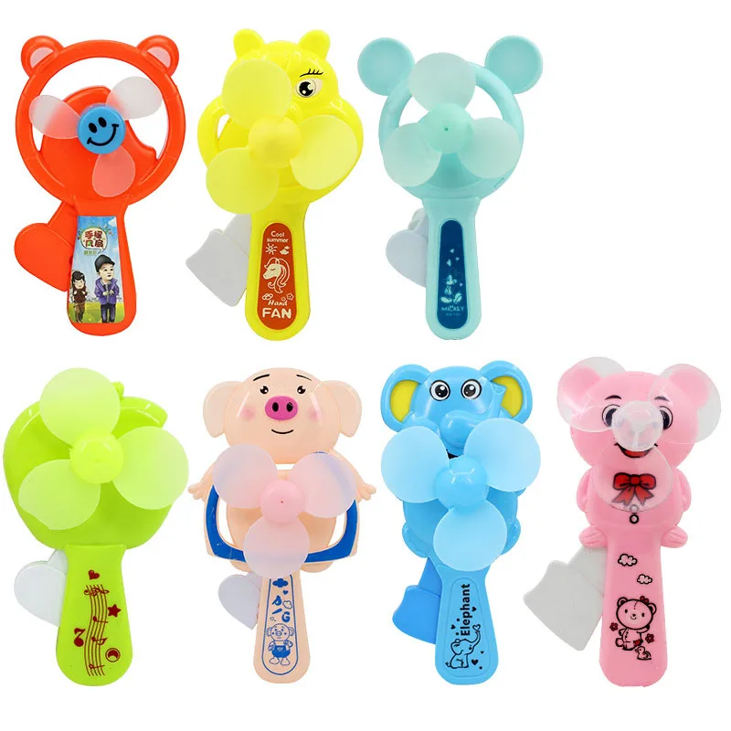 

Portable Cartoon Hand-pressed Plastic Fan Children Wind Up Toy For Summer