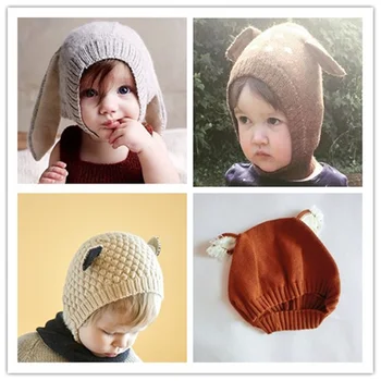 

10PCS Wholesale Autumn Winter Unisex Baby Girls & Boys Cute Knitted Animal Hat Kids Rabbit/Fox/Goat/Deer Hat
