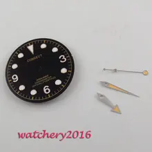 2824 мм черный corgeut циферблат светящиеся знаки аналоговые часы циферблат+ руки подходят 2836 30,4 движение