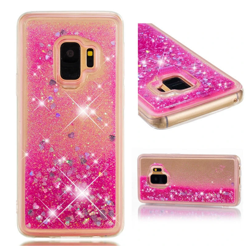 Для Galaxy S9 (A8 плюс J2 PRO) 2018 крышка Блестящий Мягкий ТПУ Жидкий чехол сердце любовь