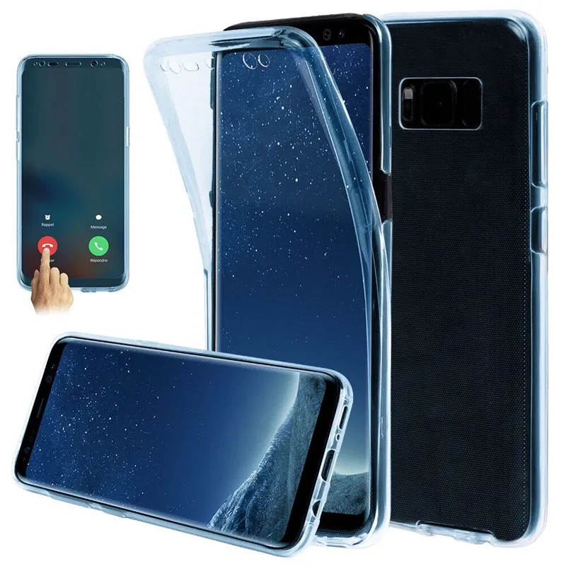 Мягкий s10plus чехол для samsung Galaxy M20 M30 A40S A60 A70 A50 A40 S10 S9 S8 плюс S10E 360 Полное покрытие прозрачный силиконовый корпус для телефона - Цвет: Синий