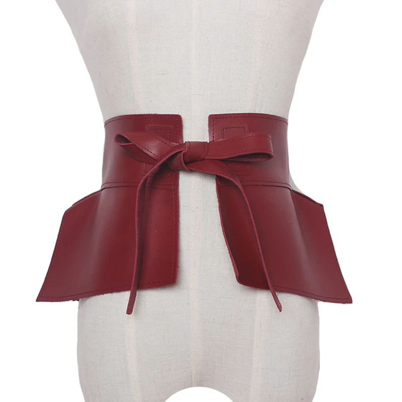 New brand PU Leather Female wide Belts For Women Cummerbunds Lace Up Black Women&#39;s skirt Belt ...