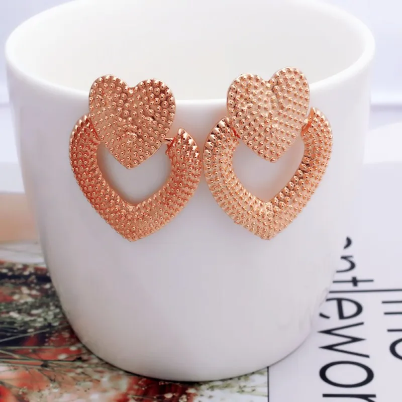 

Statement hollow heart Drop Earrings Fashion Vintage Geometric Gold Silver Metal Dangle Earring for Women 2019 jewelry