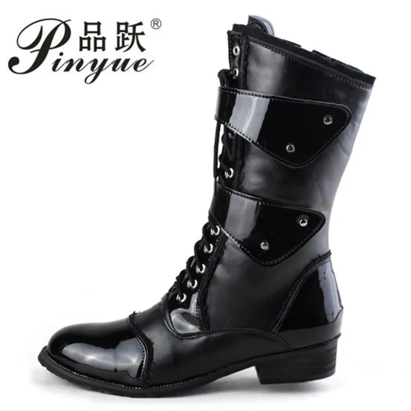 patent leather military boots