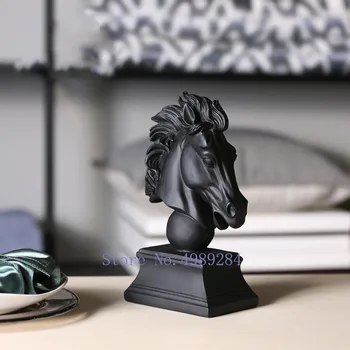 

Creative Nordic Resin black Horse head Decoration animal modern living room Home Decoration accessories miniature figurines