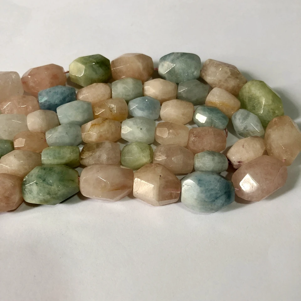 Wholesale 1 of 15.5 Strand,Natural Morganite Beryl Faceted Nugget Beads,Genuine Beryl Gemstone Nugget Bead,Faceted Multi Gem Loose Beads
