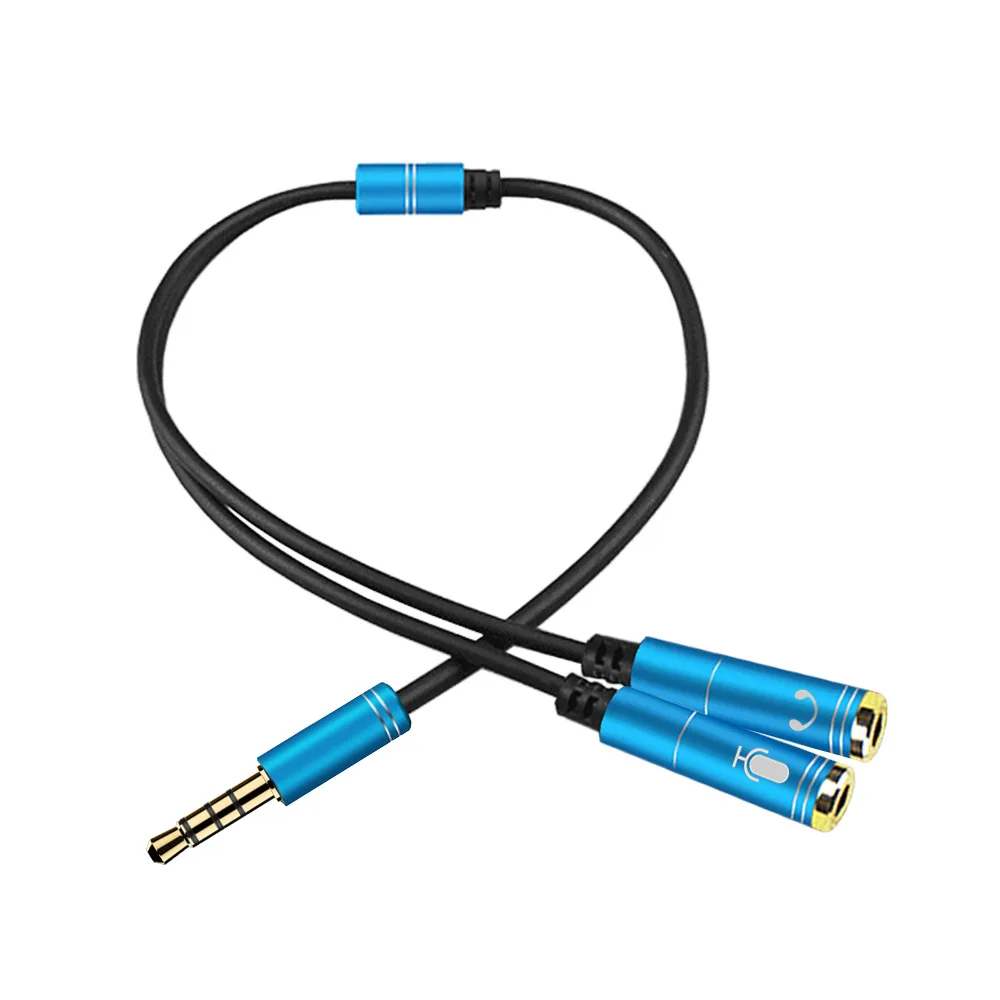 200pcs Gold Plated 3 5mm Jack Headphone Mic Audio Splitter Aux Extension Adapter Cable Cord for Computer PC Microphone laptop