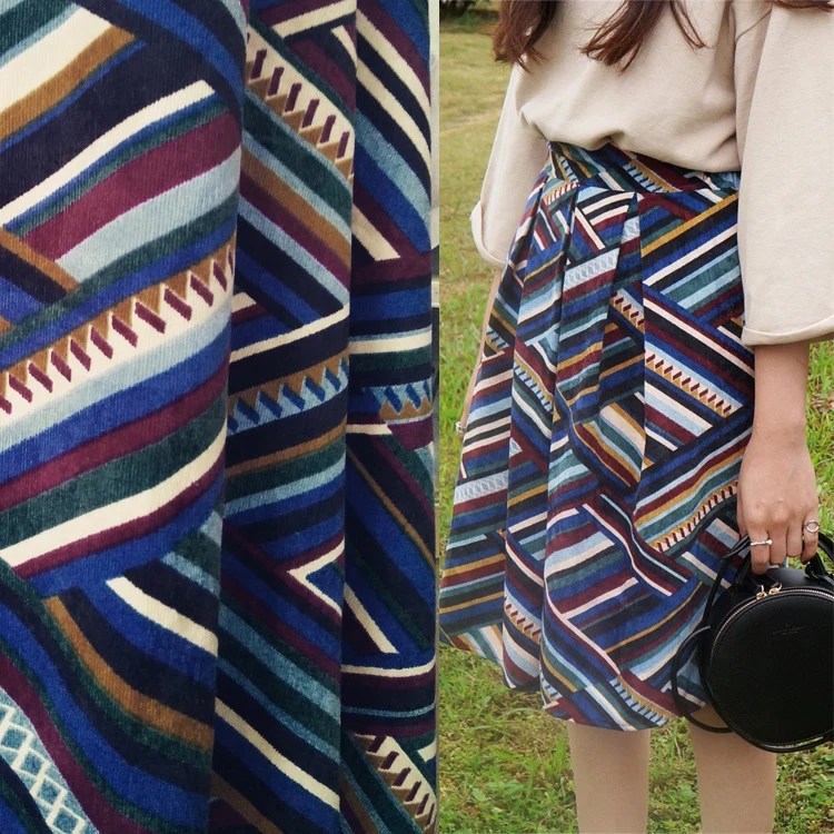 

2color 150*100cm Retro Stripe Corduroy Fabric 100% Cotton Cloth sewing tilda fabrics patchwork cotton tissue skirt dress fabric