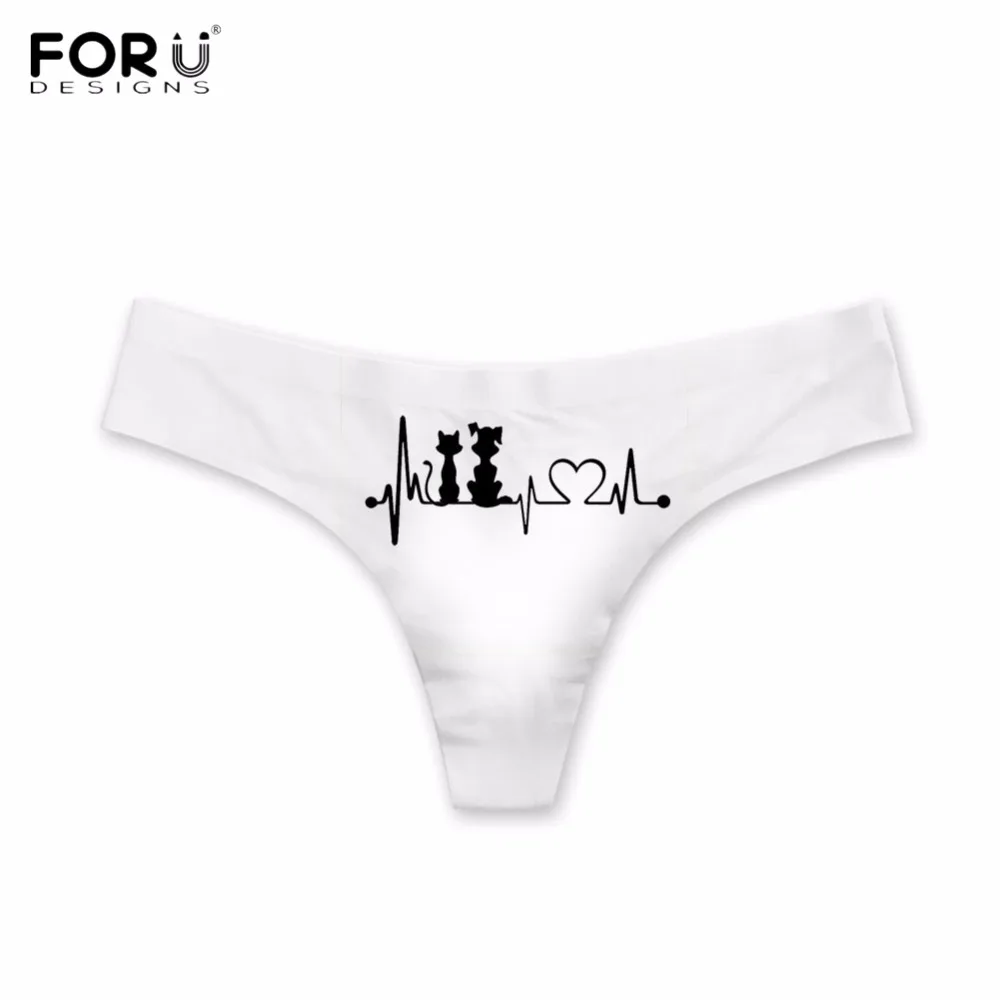 Женские сексуальные стринги FORUDESIGNS забавные животные кошка/киска узор