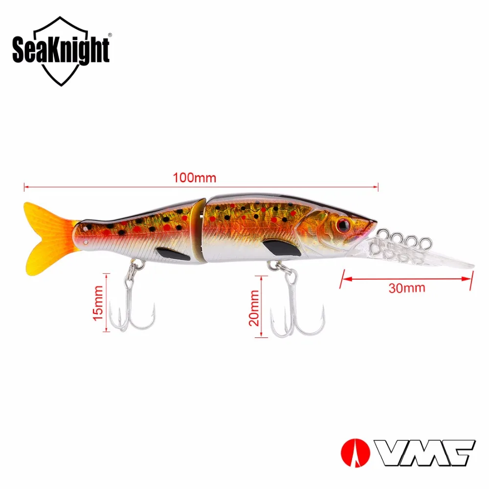 SeaKnight 1 шт. SK042 рыбалки приманку Минноу 100 мм/3.94in 13.5 г рыболовные приманки VMC крючки 2 секции мягкие силиконовые хвост жесткий приманки рыболовные снасти