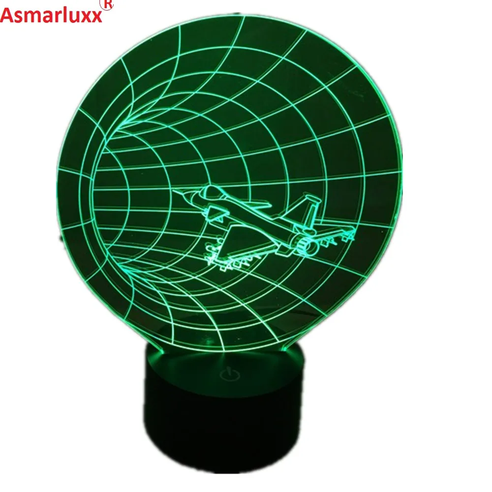 Time Airplane Shape LED Night Lamp Unique 3D Effect With USB Table Lamp