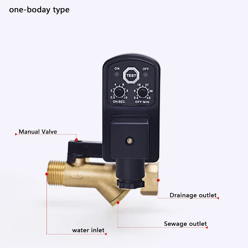 

1 PCS 1/2" DN15 1.6Mpa 24V 110V 220V Automatic Electronic Drainer Electric Timed Air Compressed Gas Tank Drain Valve