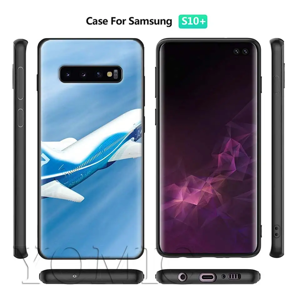 Самолет черный силиконовый чехол для samsung Galaxy S10 S10e S8 S9 плюс S7 A40 A50 A70 Note 8 9 Мягкий чехол Чехол