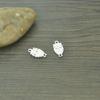 

25 pcs Fashion silver plated charms metal owl pendant diy jewelry necklace 4140B