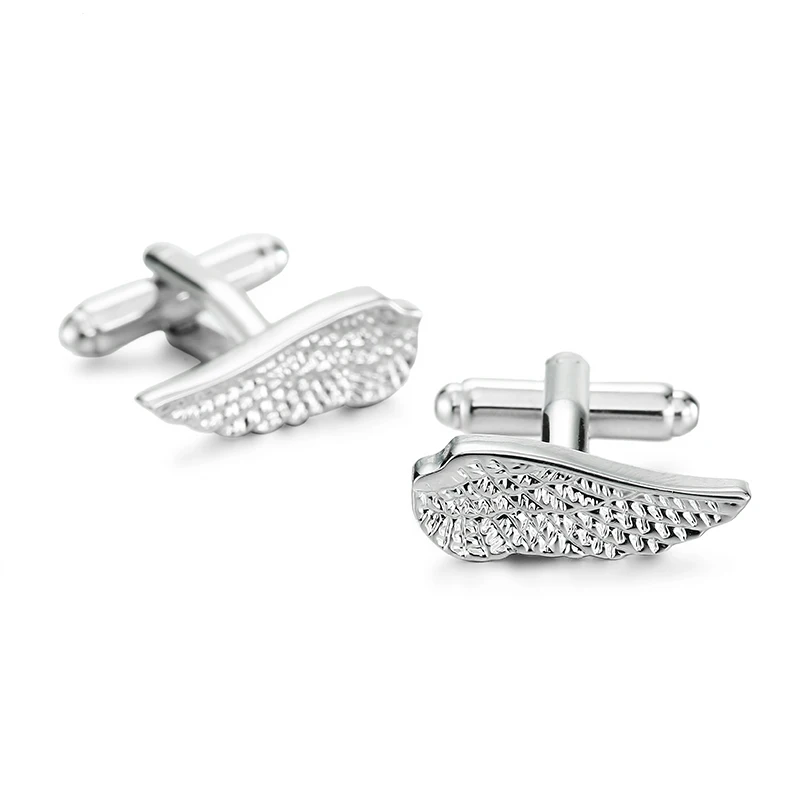 

HYX Jewelry Silvery wings metal Brand Cuff Buttons French Shirt Cufflinks For Mens Fashion Cuff Links Christmas gift