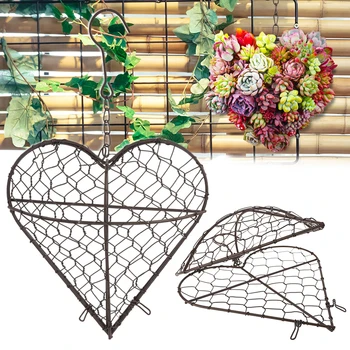 

Metal Flower Planter Pot Heart Shape Hanging Plant Basket Succulent Flower Pot Basket For Home Garden Decoration