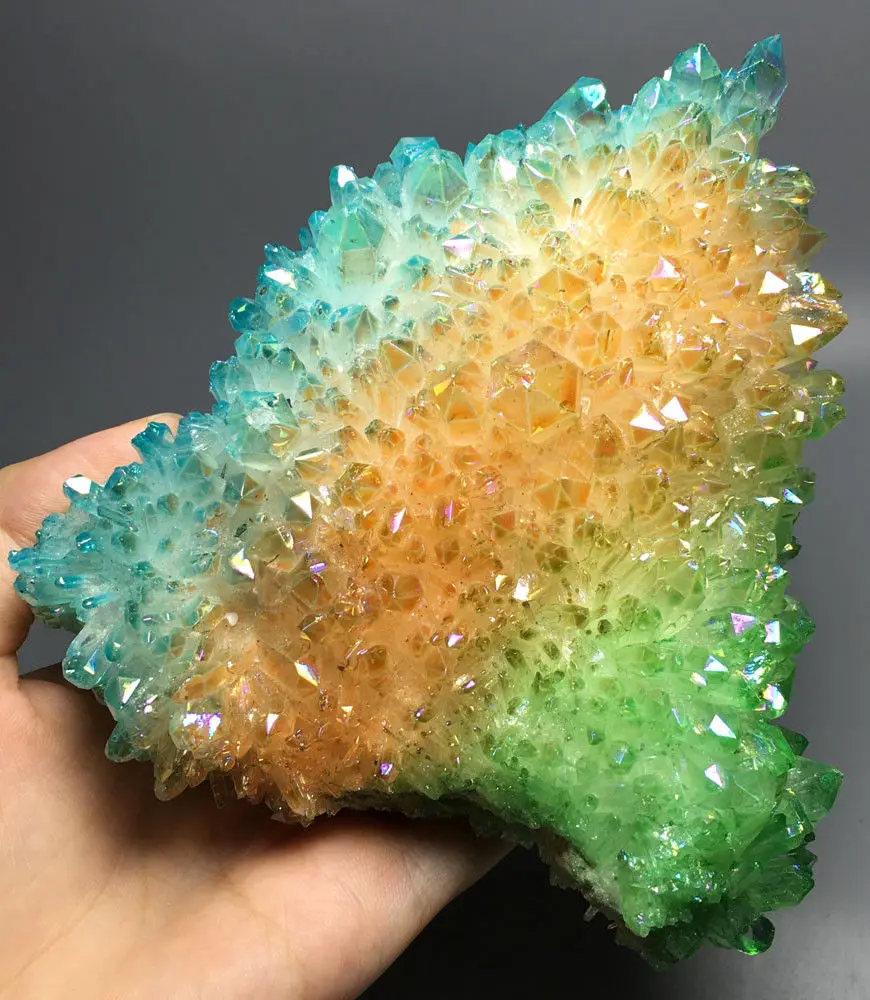 

601g More color Aura Quartz Crystal Titanium Bismuth Silicon Cluster Rainbow wedding souvenirs