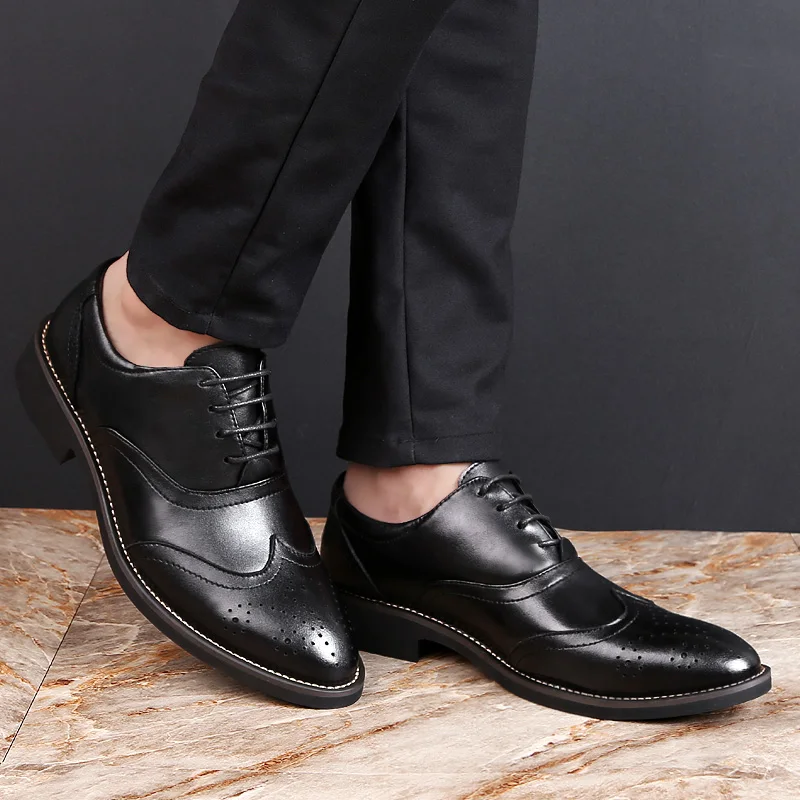 elegant shoes men genuine leather italian designer business dress male footwear luxury brand classic brogue oxford shoes for men (15)