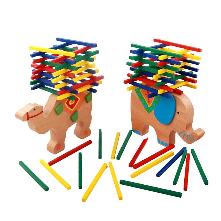 

Chanycore Baby Learning Educational Wooden Toys Blocks Jenga Balance Elephant Camel Domino Geometric Shape Kids Gifts 4167