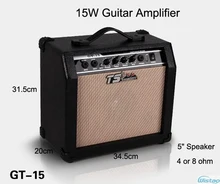 15W Digital Acoustic Guitar Amp Amplifier Speaker Unit 5 inches with 3 Bands Effects & 2 Simulation Effect Earphone Input Black