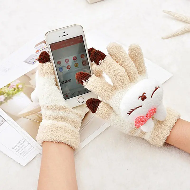 1 пара мультфильм перчатки для смартфонов для женщин детские зимние шерстяные перчатки с сенсорным экраном новое поступление