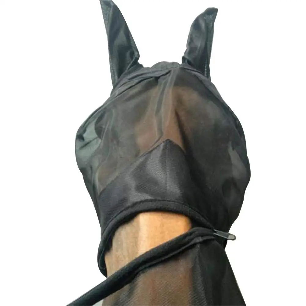 

Detachable Mesh Mask With Nasal Cover With Zipper Horse Fly Mask Horse Full Face Mask Anti-mosquito Nose Extension