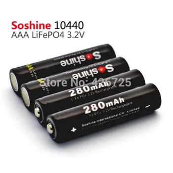 

4pcs/Pack Soshine 3.2V AAA Rechargeable Batteries 280mAh 10440 LifePO4 Battery + 4X Battery Connectors + Battery Box