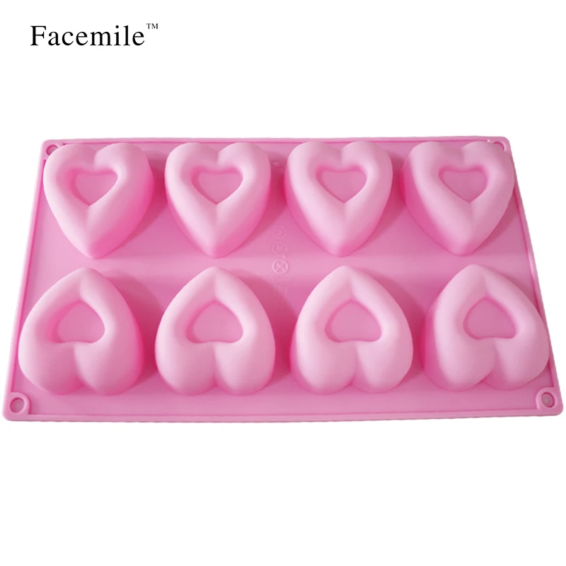Silicone Cake Bread Desserts Bakery Tool 8 Holes Love Heart Shape donut doughnut Mold Baking Silcon Muffin Cups Soap Mold