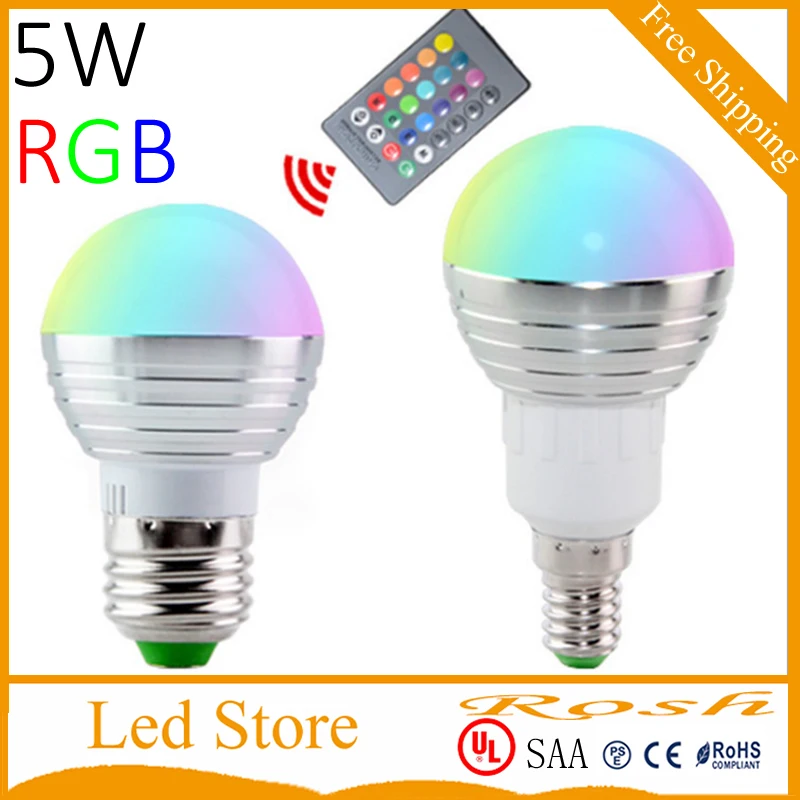 Новая E27 E14 GU10 RGB Светодиодная лампа 5 Вт светодиодная 90 в 260 В дистанционное