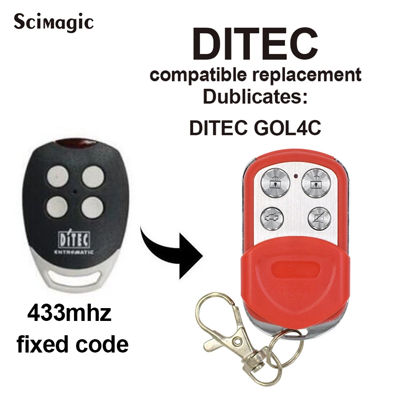 

2019 DITEC GOL4C garage door remote control Universal remote control transmitter DITEC clone 433.92/433MHz fixed code key fobs
