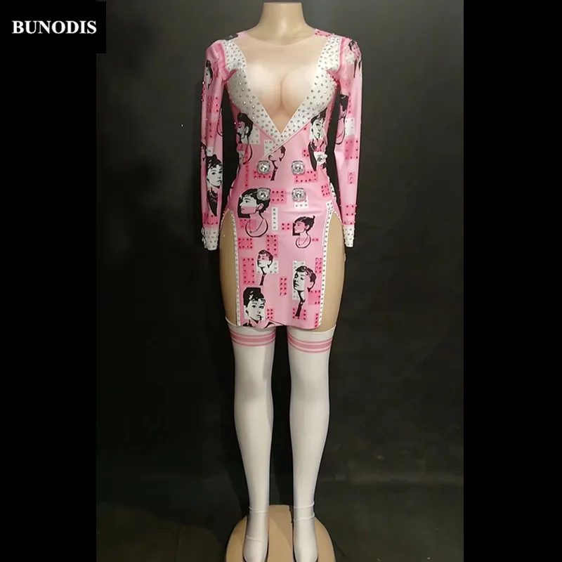 

ZD426 Women Sexy Cheongsam Sleeveless Sparkling AB Crystals Nightclub Party Stage Wear Singer Dancer Bling Costumes