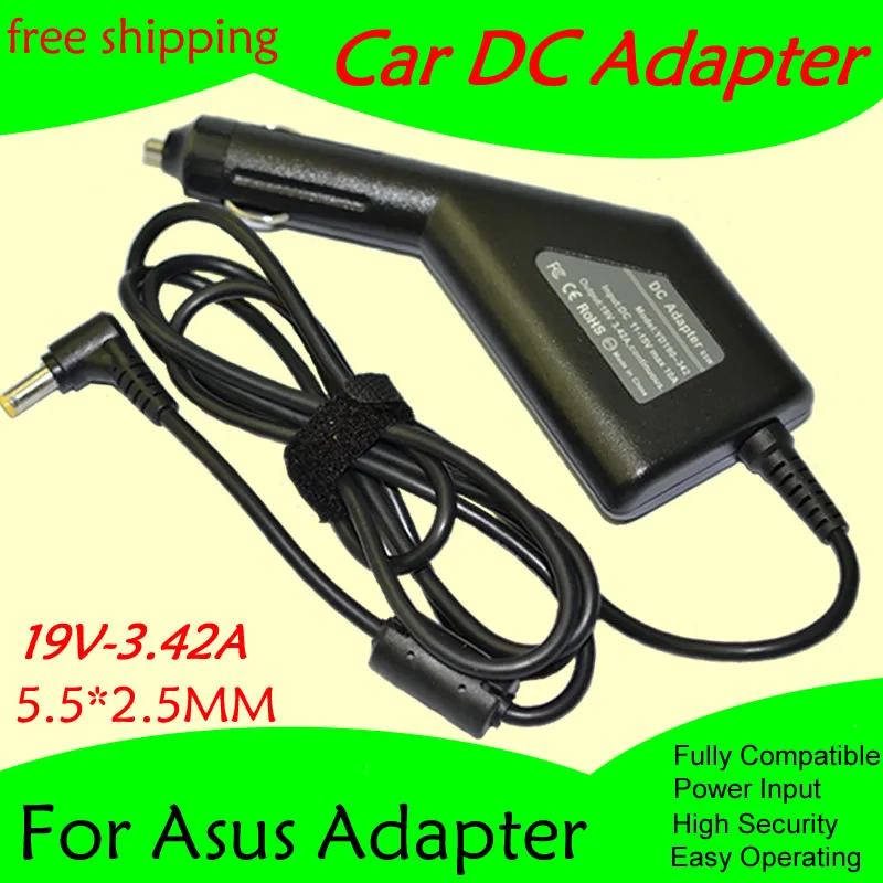 Mejor Compra Cargador/adaptador de coche de alimentación CC de alta calidad, 19V, 3.42A, para portátil Asus, 5,5x2,5 MM, 65W, entrada DC11-15V, max 10A, Envío Gratis ENjA5Oe