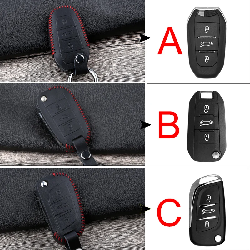 Кожаный чехол для автомобильного ключа Peugeot 2008 308 3008 508 4008 S 301 407 Citroen C4L CACTUS C5 C3 C6 C8