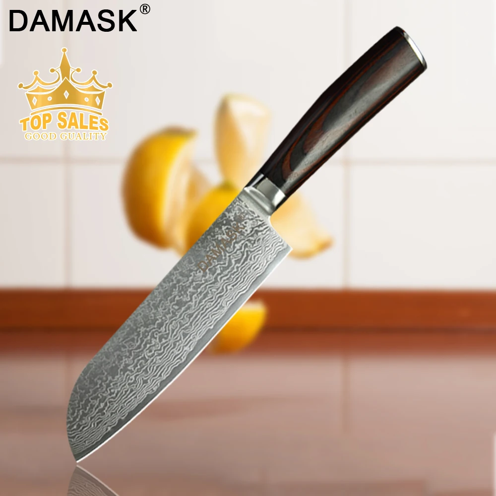 

DAMASK Japanese Kitchen Knife Professional Japan VG10 Damascus Steel Chef Knife High Hardness Color Wood Handle Meat Cleaver