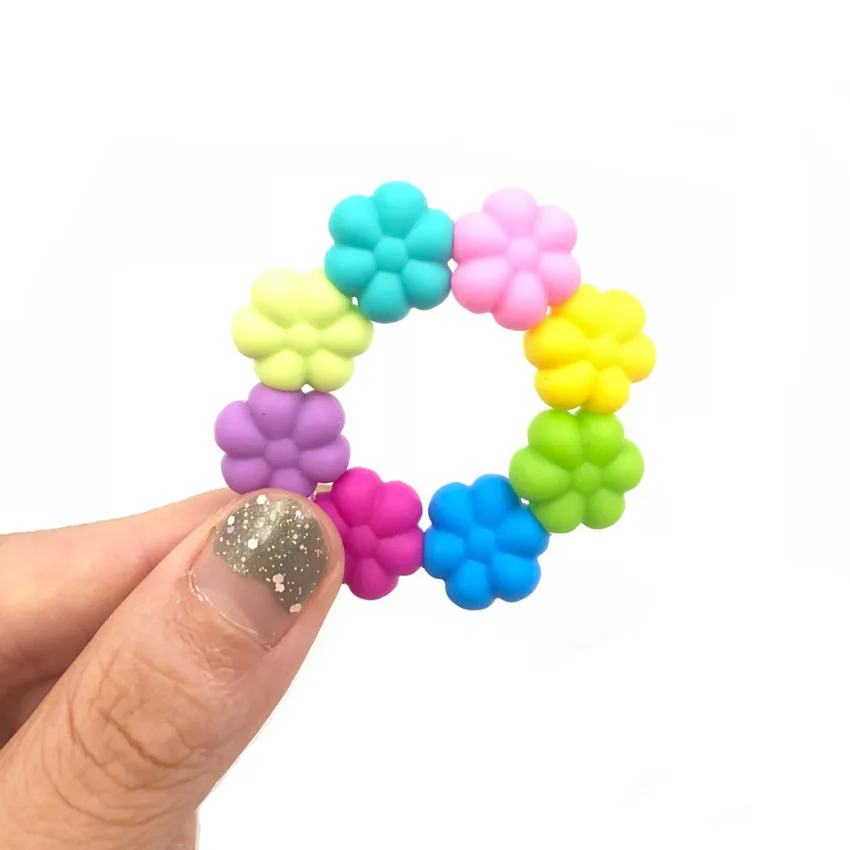 

15mm Food Grade Silicone Bead Baby Products Candy Colors Flower Chews Pacifier Chain Beads Baby Teether 10pc/lot Teething Beads