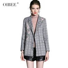 OIBEE2019 Весенний женский модный вышитый бисером Тонкий темперамент Женский костюм двубортная куртка