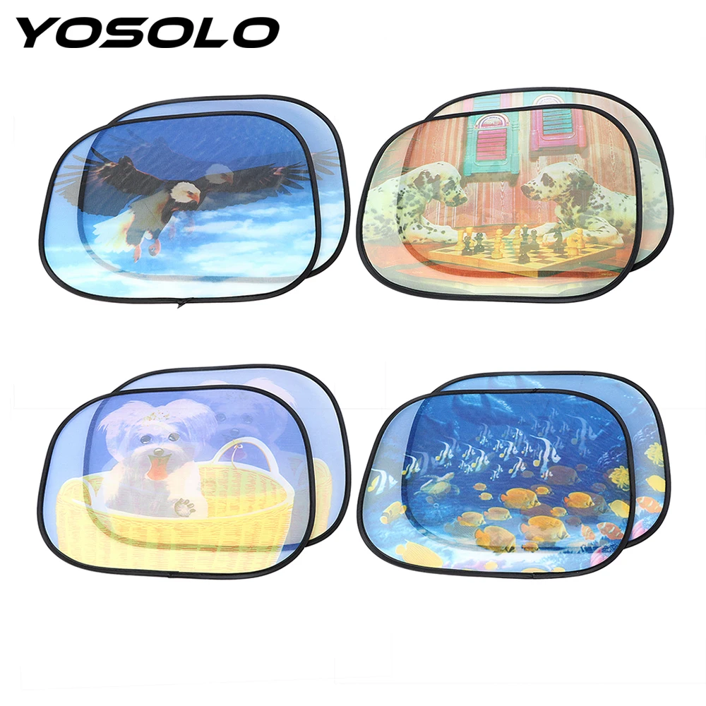 

2Pcs Car Curtain Interior Accessories Windshield Shade Side Window Screen Sunshades with Suction Car-styling Windscreen Cover