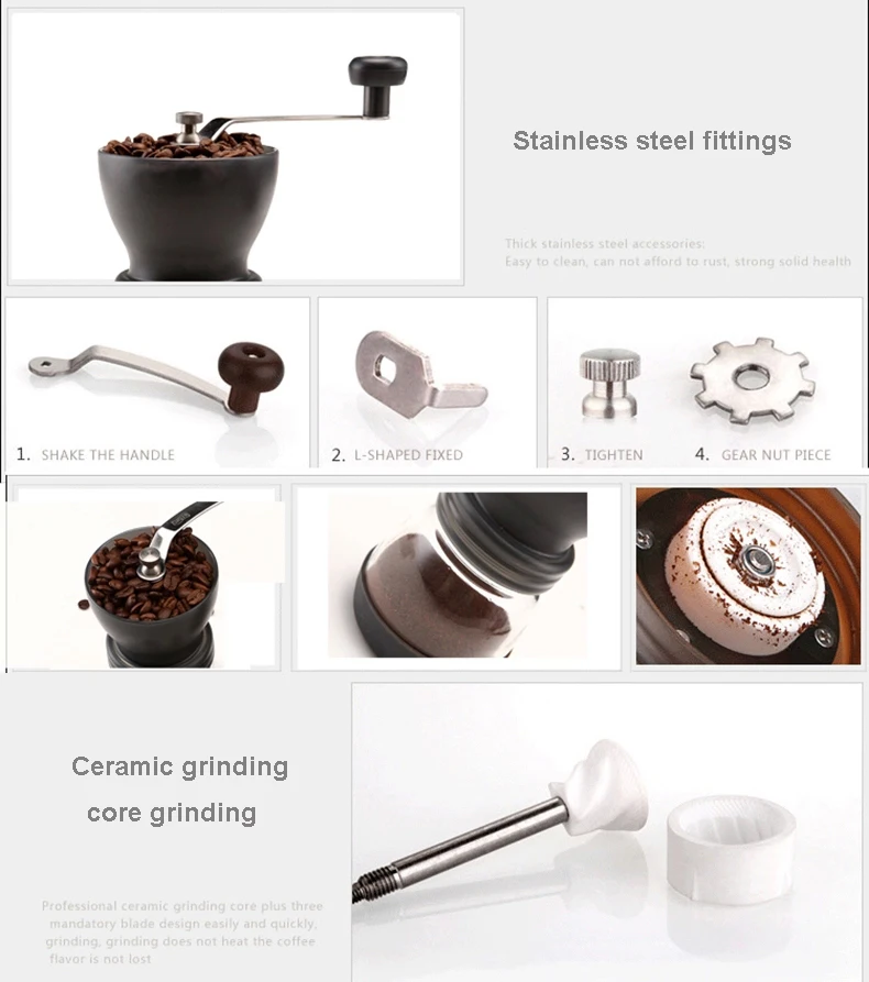 Hand Manual Coffee Maker Coffee Grinders With Ceramics Blades Stainless Steel Nuts Moedor de Cafe Coffee Machine For Home kitche (10)
