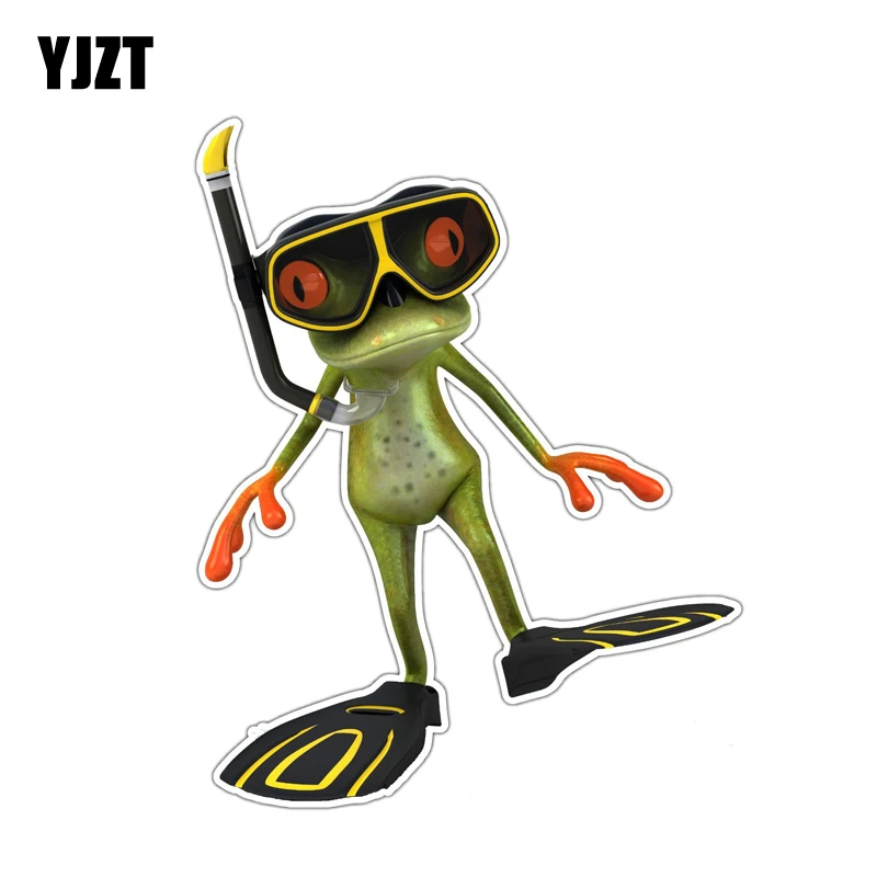 

YJZT 10.2CM*13.1CM Funny Cute Animal Snorkeling Car Sticker PVC Reflective Decal 12-1335