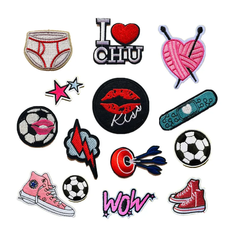 New Letter Fashion Computer Embroidery Cloth Football Love Heart Clothing Accessories DIY Decoration Cloth Sticker D-023