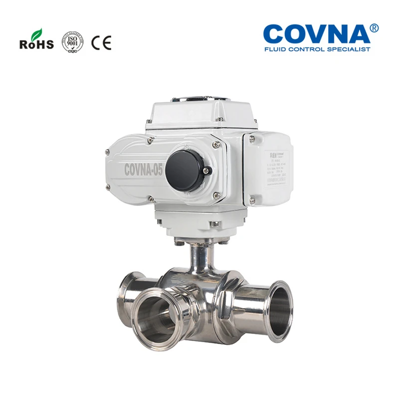 DN100 4 дюйма Еда Класс санитарно-Электрический шаровой клапан моторизованный клапан 3 способа шаровой клапан