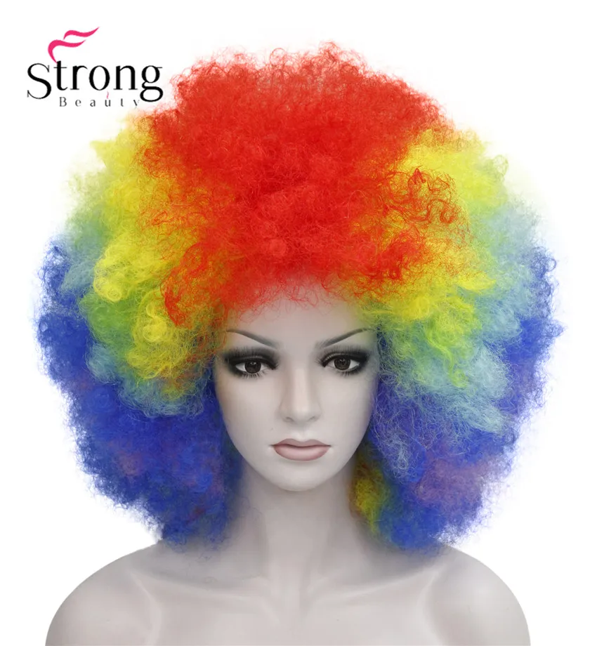Афро Джамбо фестиваль вентиляторы парик костюм клоуна на Хеллоуин одеваются вечерние парики синтетические волосы выбор цвета