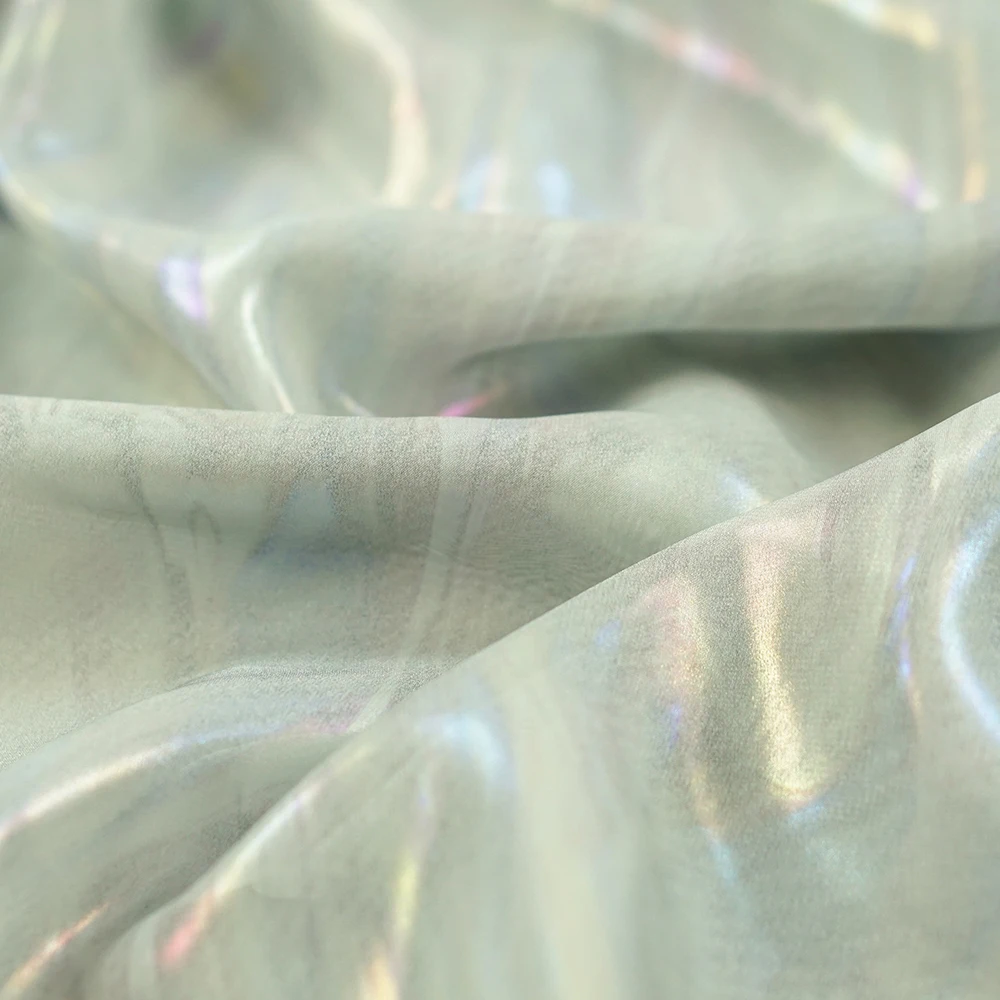 Ослепительный цвет горячее прессованное золото шифон ткань 30D градиент Печатный шифон ткань искусственный шелк шарф древний костюм ткань
