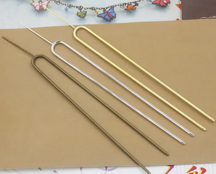 

130mm+30mm Stick Copper with Antique Bronze/Silver wave U-shape chignon Hairgrips Vintage clips DIY Hairpin